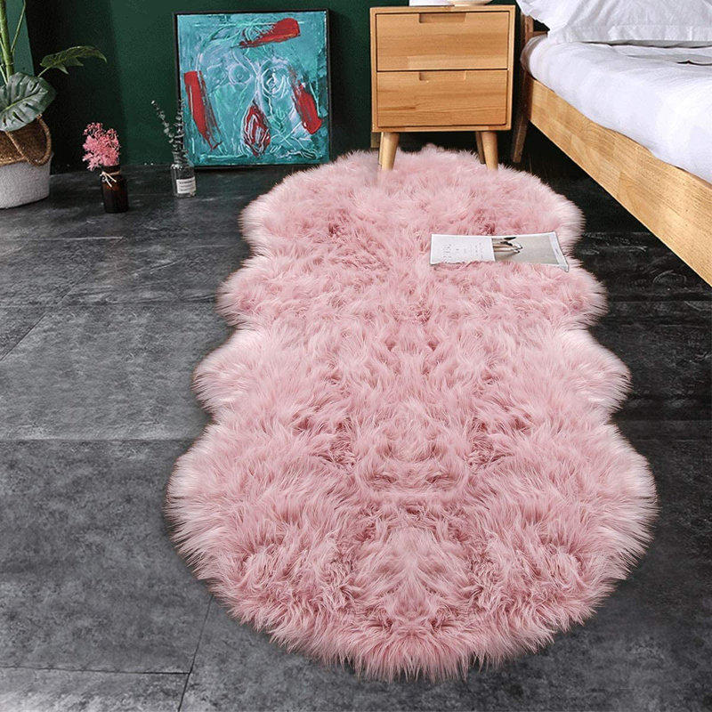 Mercer41 Baggara Sheepskin Faux Sheepskin Pink Rug & Reviews Wayfair